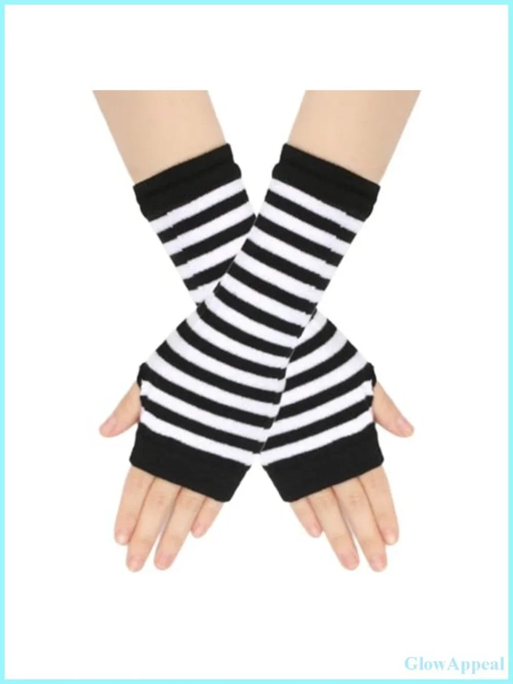 2 Pairs Knit Fingerless Gloves Typing Arm Warmers Unisex Striped
